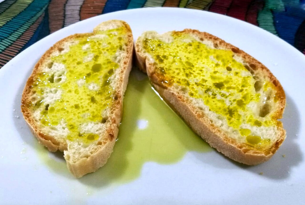 Toasted bread with new extra virgin olive oil