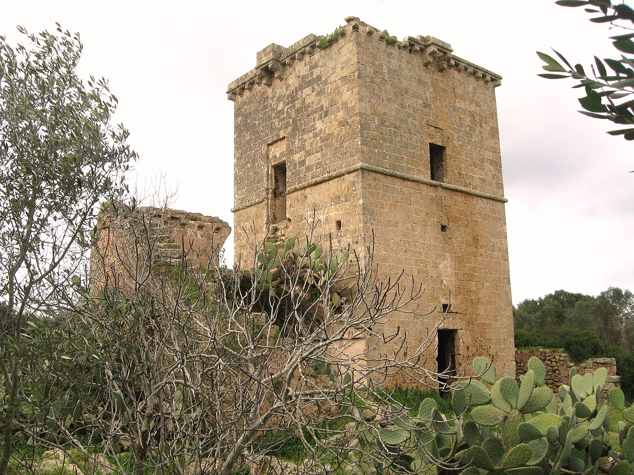 A fortified masseria tower in Salento